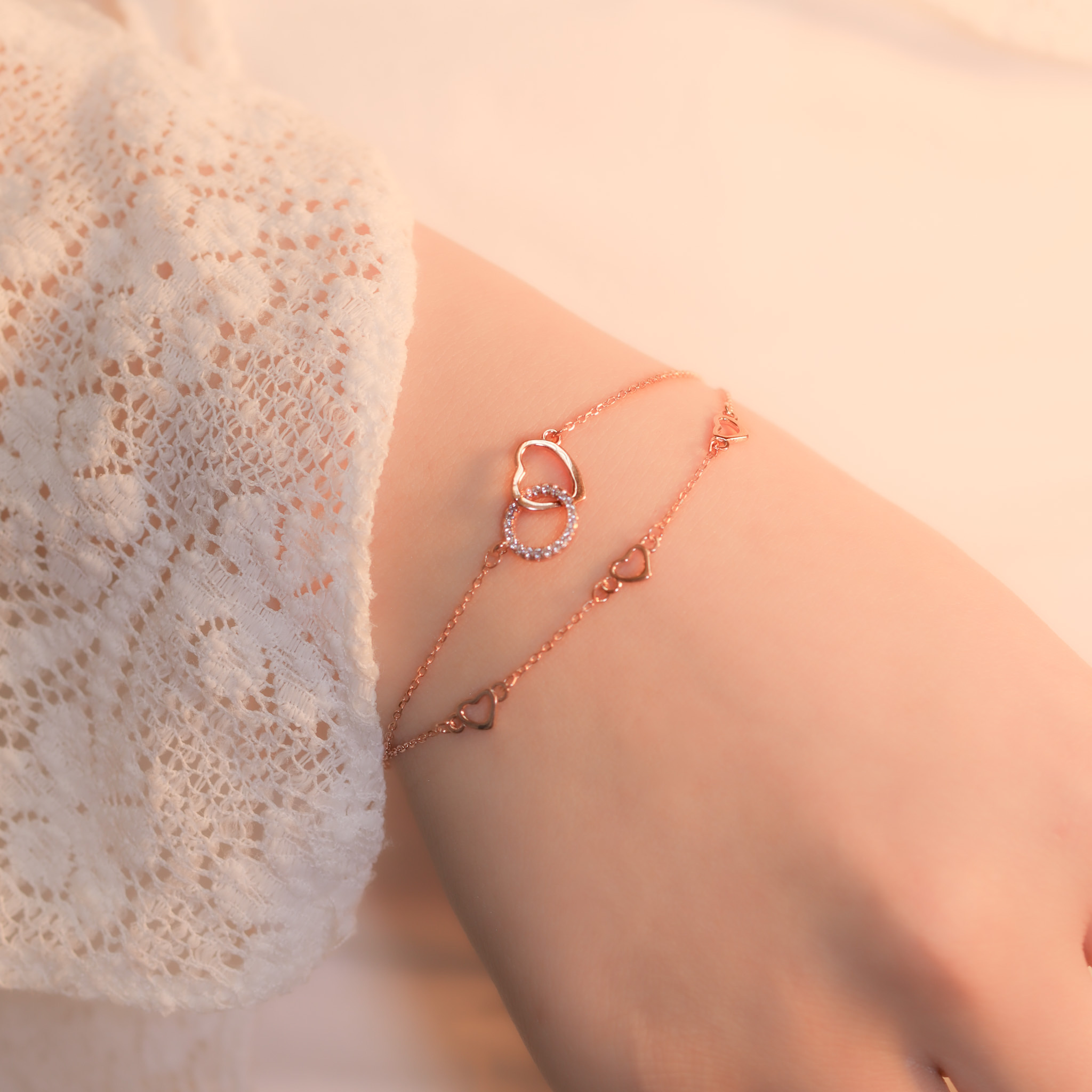 | 925 Silver・White Gold・Rose Gold | Loving U Double Bracelet（Silver / Rose Gold） | BR1123 |
