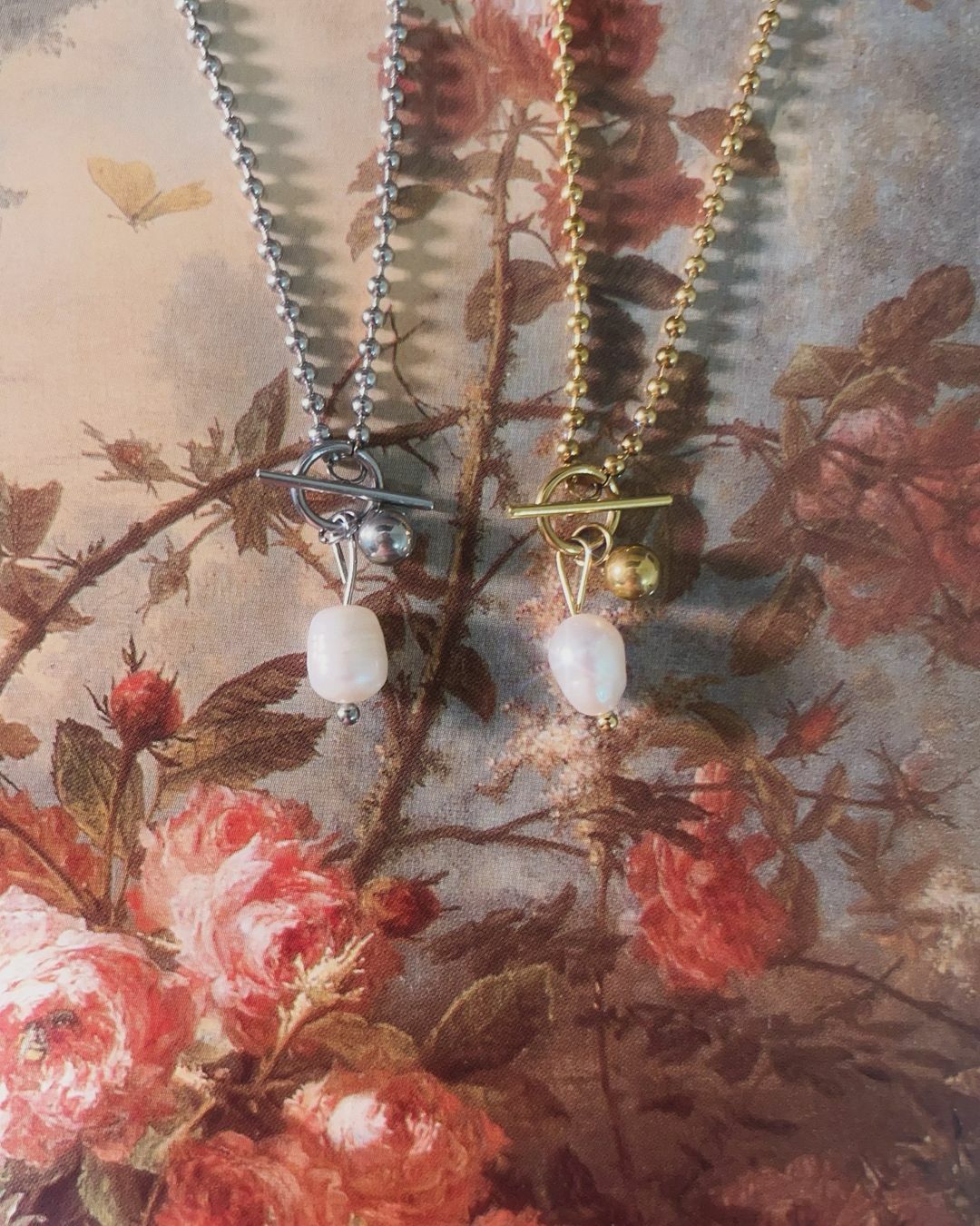 巴洛克珍珠OT扣醫療鋼項鍊