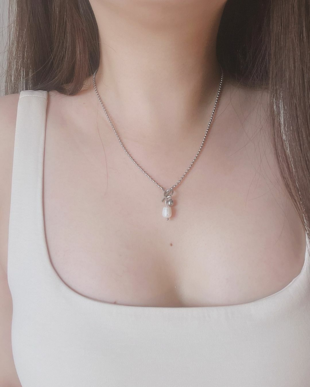 巴洛克珍珠OT扣醫療鋼項鍊