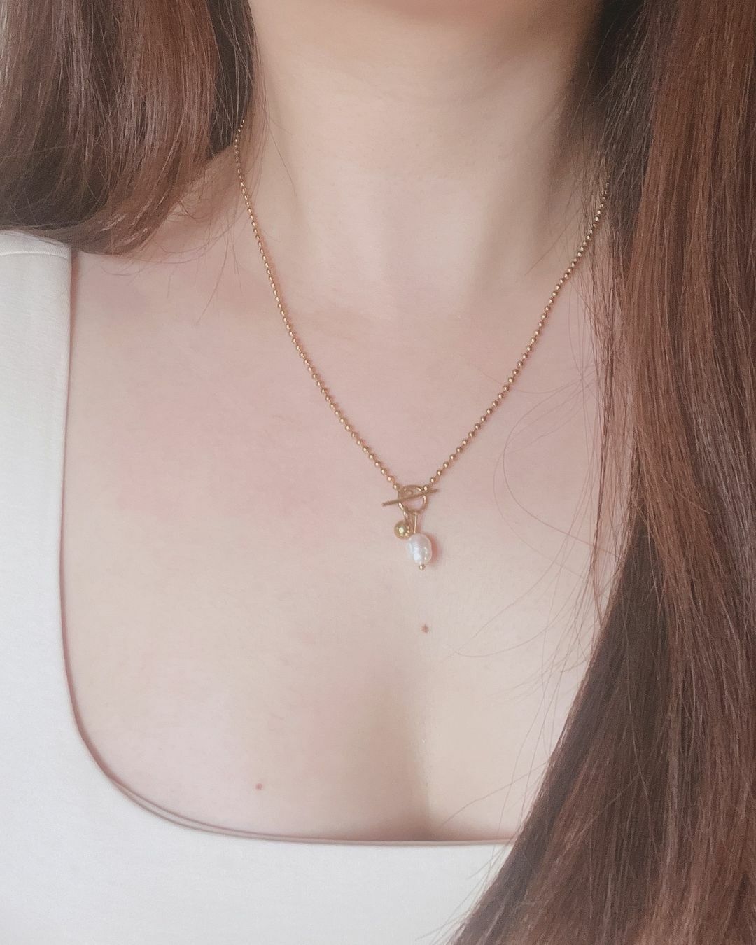 巴洛克珍珠OT扣醫療鋼項鍊