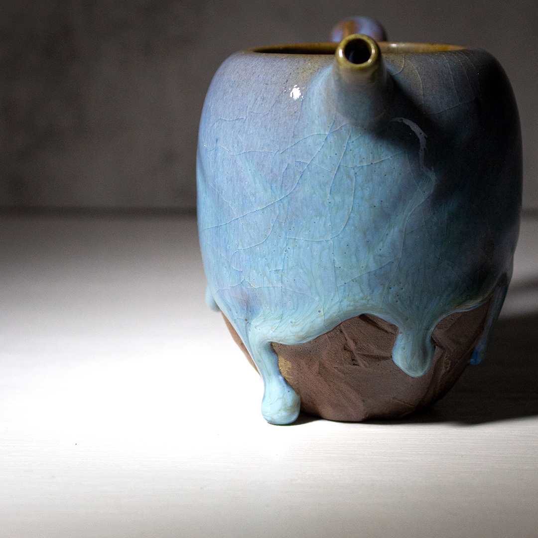 青瑍染紫把手茶海