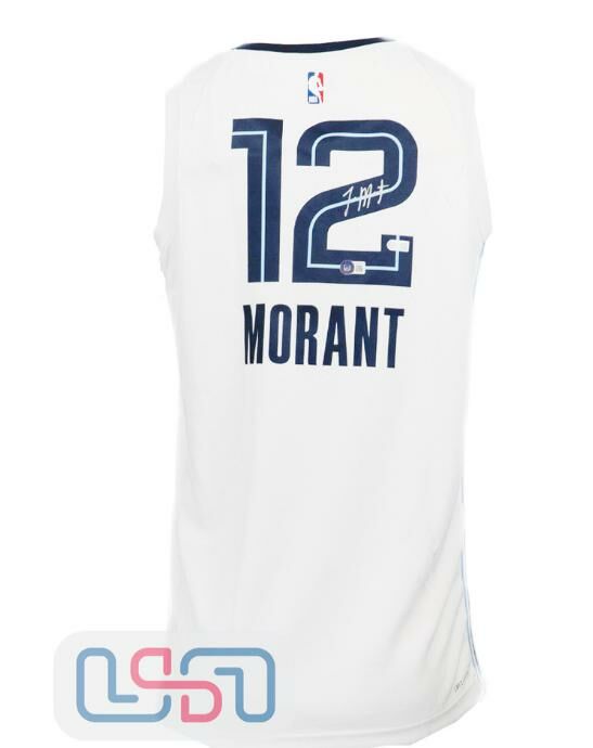 Ja Morant Signed Autographed Memphis Grizzlies White Nike Swingman Jersey BAS