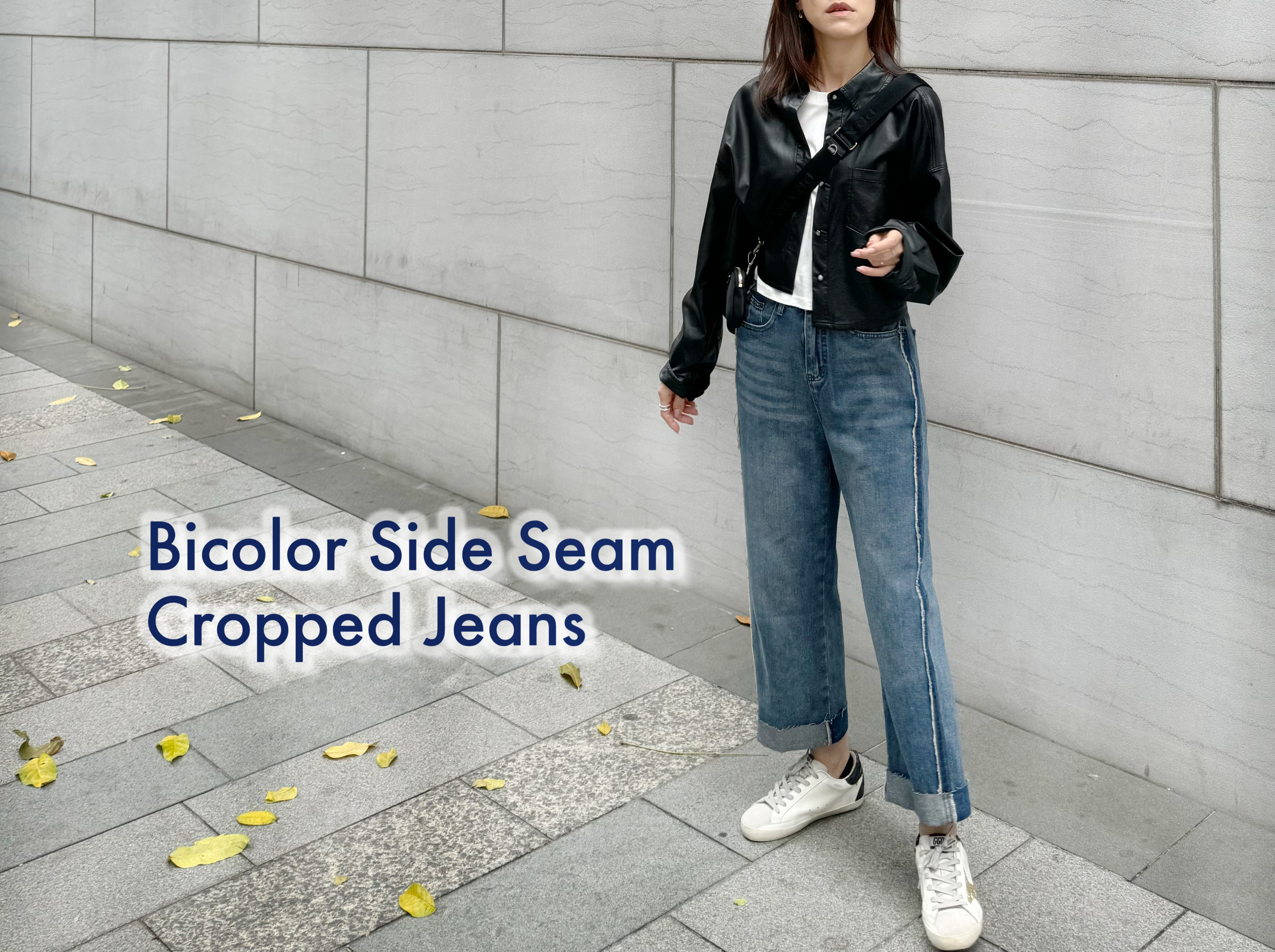 Bicolor Side Seam Cropped Jeans_JE244L11