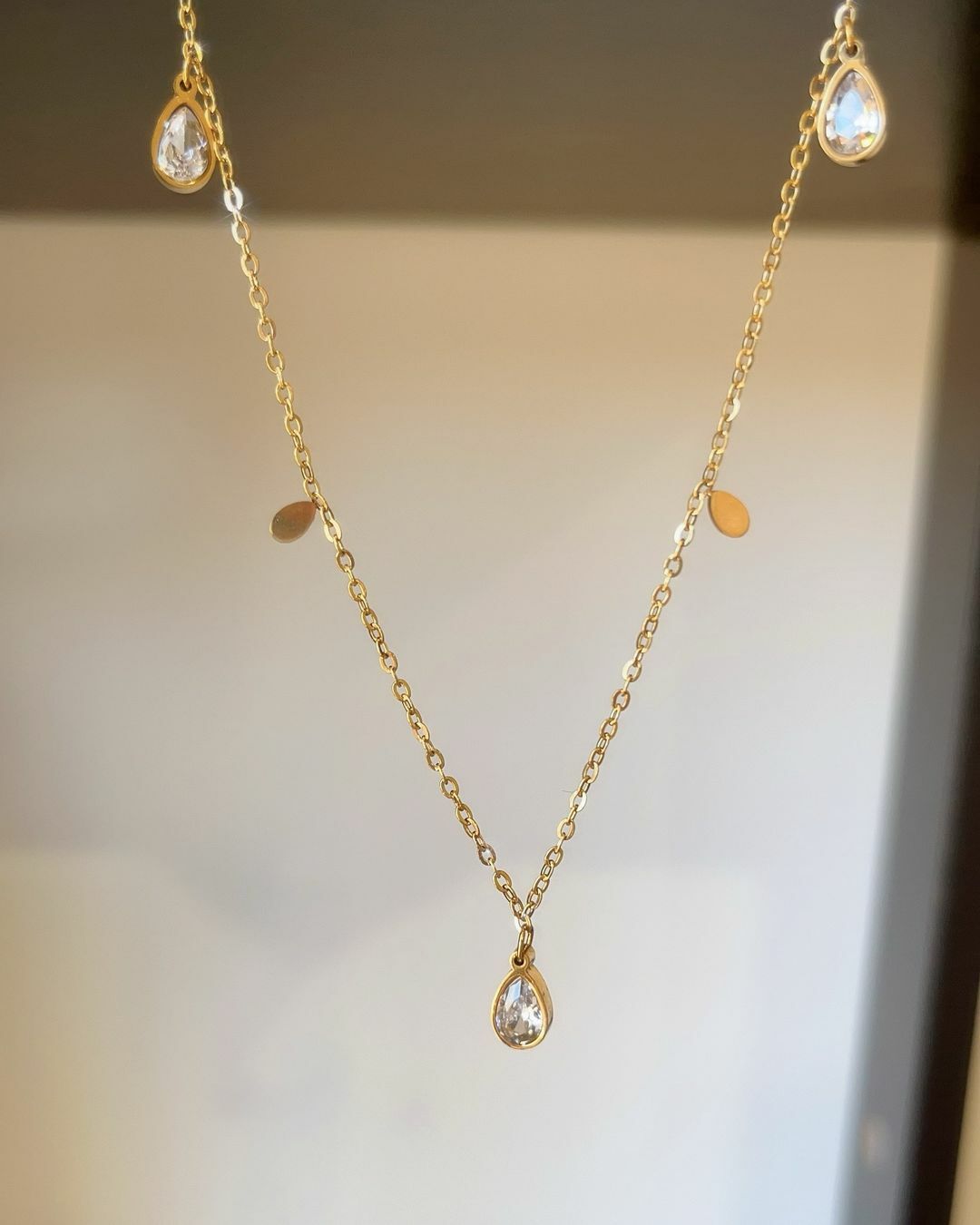 水滴鑽精緻明亮醫療鋼項鍊