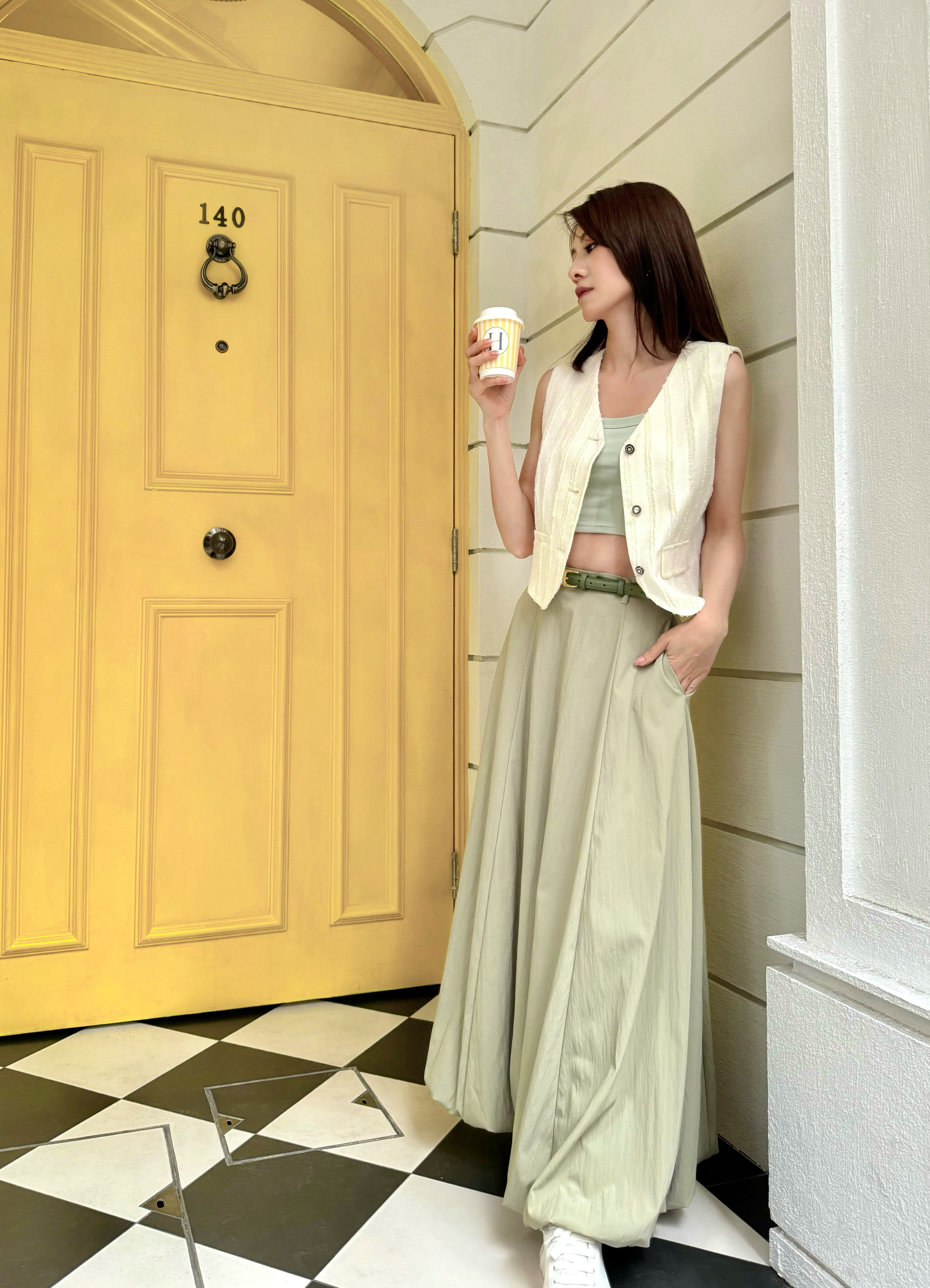 Gathered Hem Maxi Skirt_SK245L05