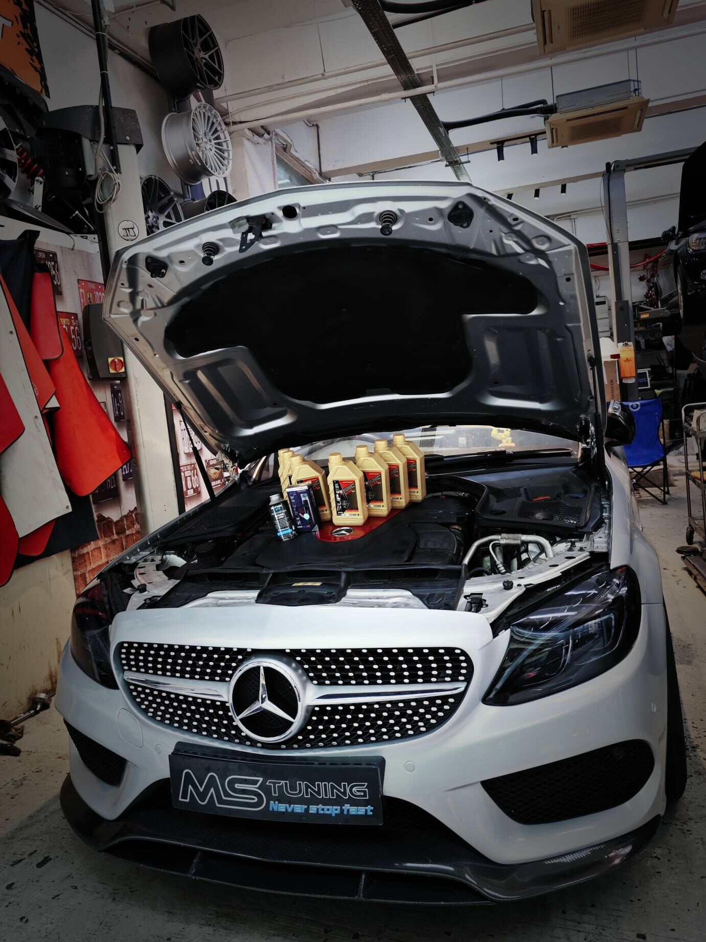 SUPERNANO mercedes-benz AMG C43 v6 engine 引擎修復劑 引擎機油 偈油 換油套餐 MS Tuning 觀塘 REMAP 汽車保養