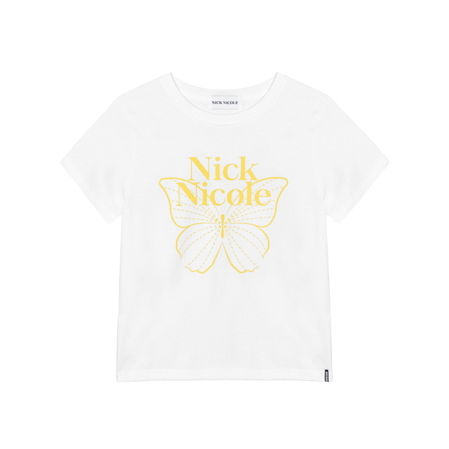 Nick Nicole BUTTERFLY NICOLE LABEL SLIM TOP_WHITE YELLOW
