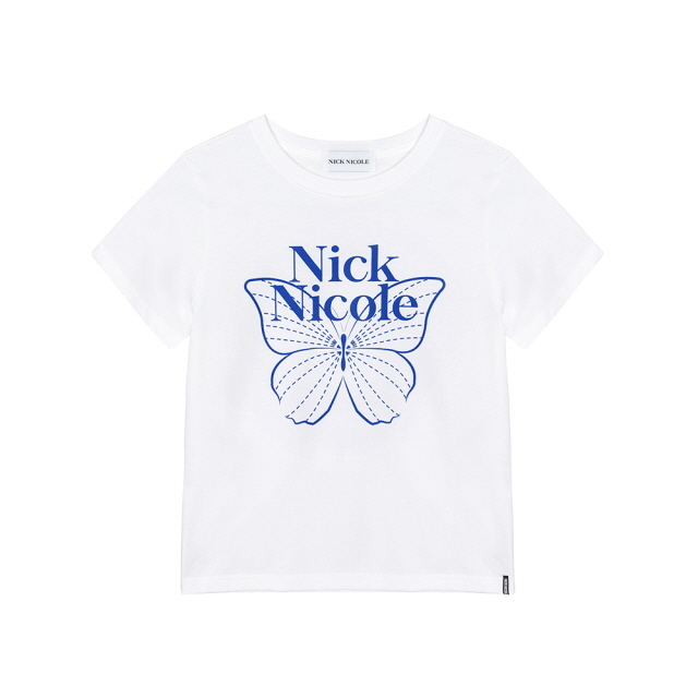 Nick Nicole BUTTERFLY NICOLE LABEL SLIM TOP_WHITE BLUE