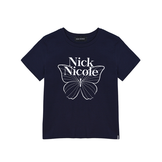 Nick Nicole BUTTERFLY NICOLE LABEL SLIM TOP_NAVY WHITE