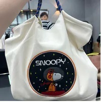 [S] LE.JUNEV PEANUTS SPACE SNOOPY DRAWSTRING TOTE,CREAM, SLJV228 (SLJV228)