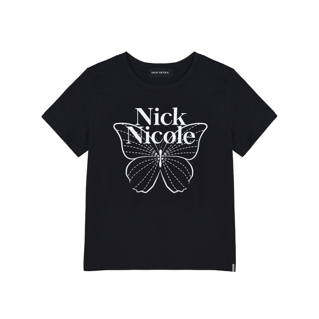 Nick Nicole BUTTERFLY NICOLE LABEL SLIM TOP_BLACK WHITE