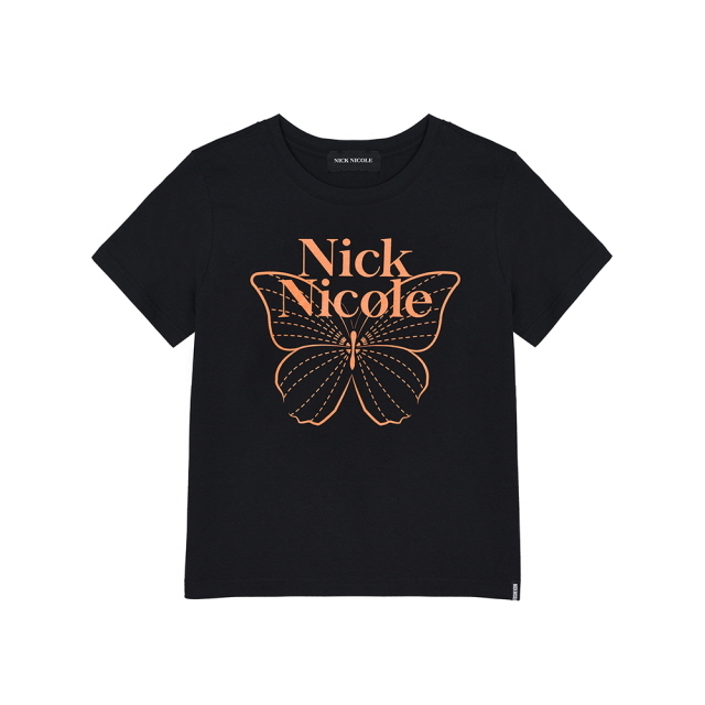 Nick Nicole BUTTERFLY NICOLE LABEL SLIM TOP_BLACK ORANGE