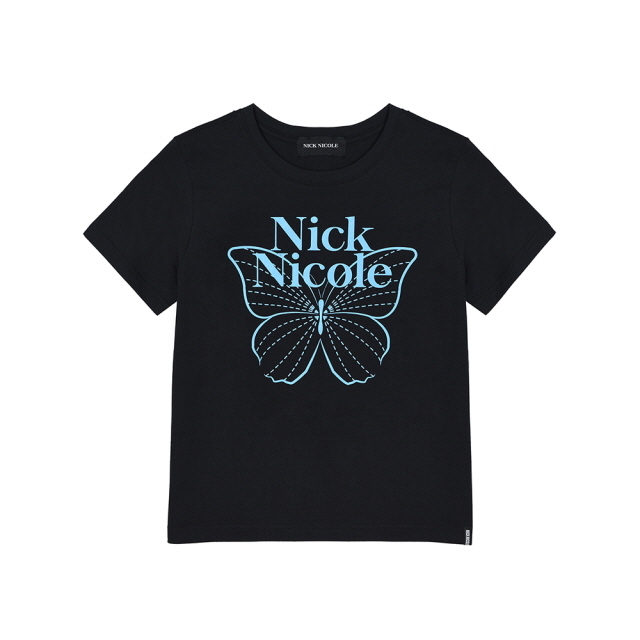 Nick Nicole BUTTERFLY NICOLE LABEL SLIM TOP_BLACK SKYBLUE