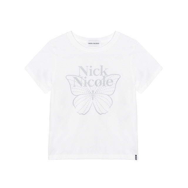 Nick Nicole BUTTERFLY NICOLE LABEL SLIM TOP_WHITE SLIVER