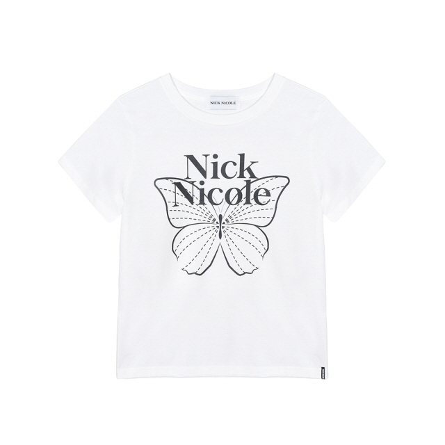 Nick Nicole BUTTERFLY NICOLE LABEL SLIM TOP_WHITE BLACK