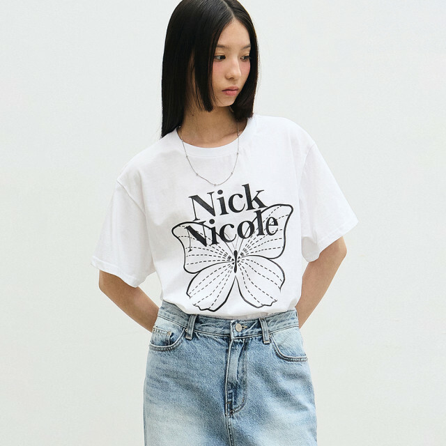 Nick Nicole BIG BUTTERFLY SLEEVE TOP_WHITE BLACK