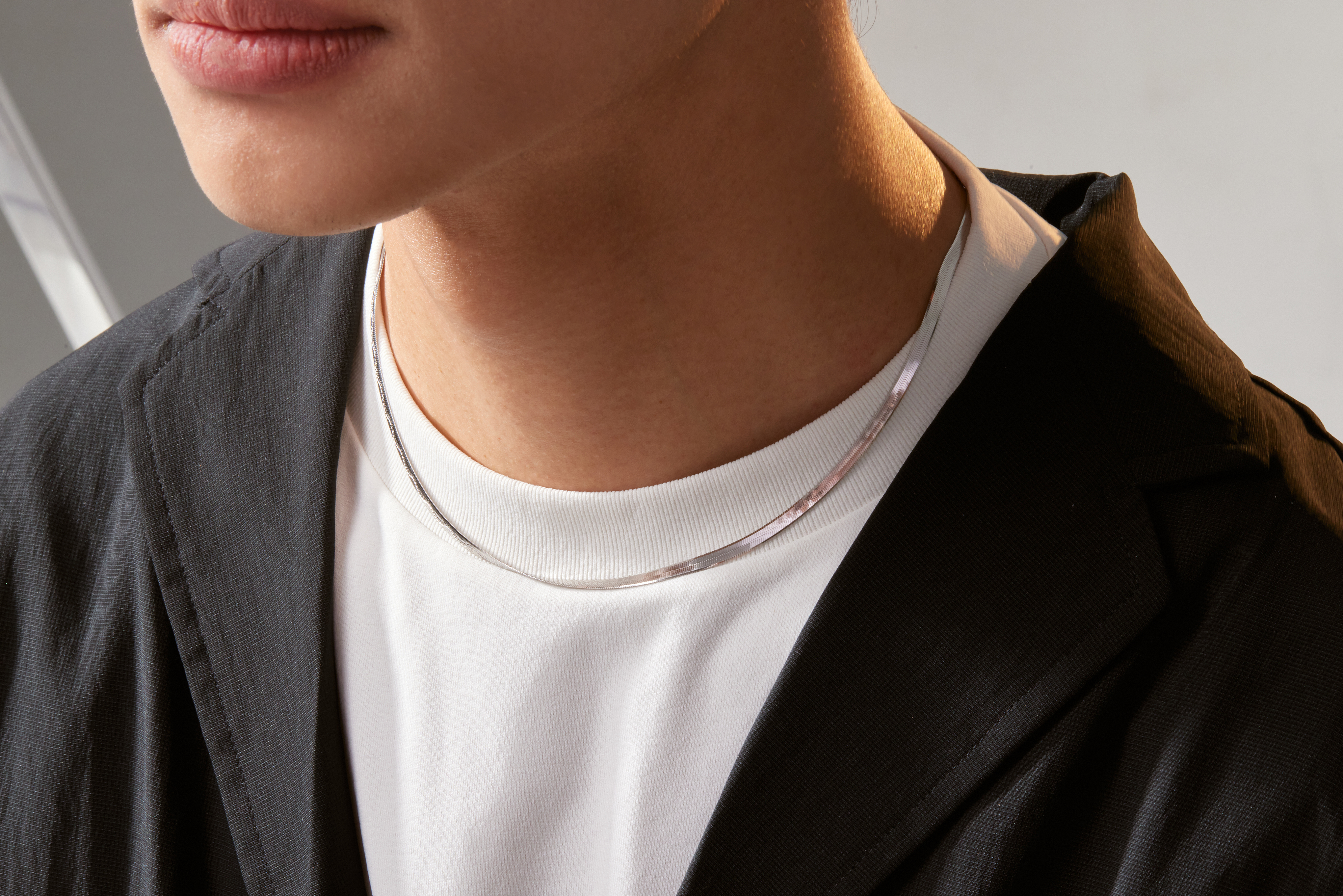 N713 | 純銀波浪線條蛇鏈項鍊