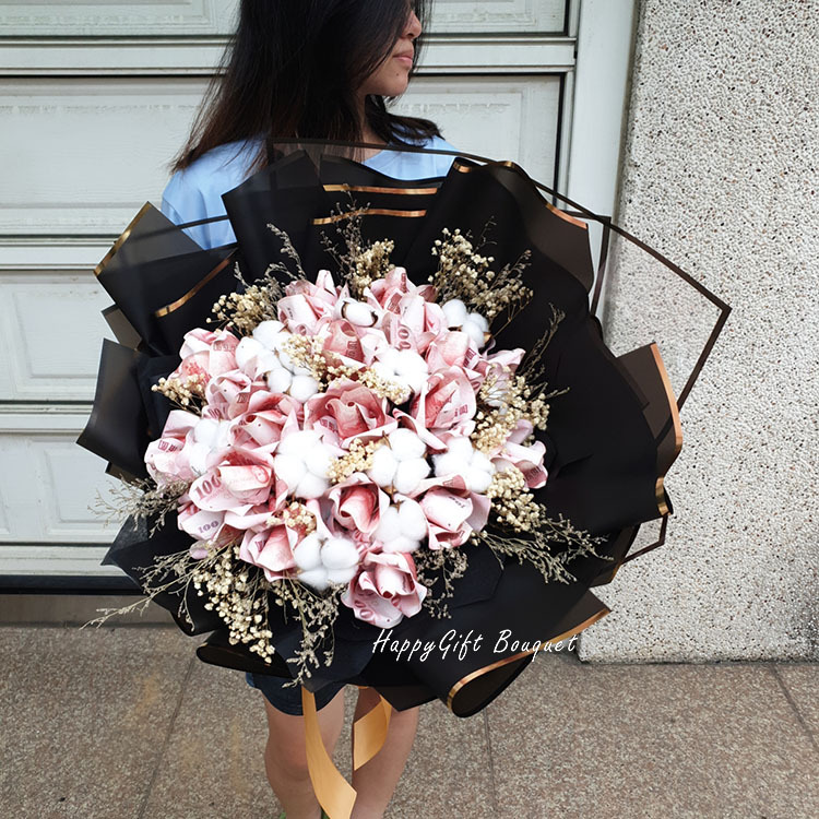 11朵鈔票花玫瑰花束,36張鈔票花束,鈔票乾燥花束,11 banknote flower rose bouquet, 36 banknote bouquet, banknote dried bouquet