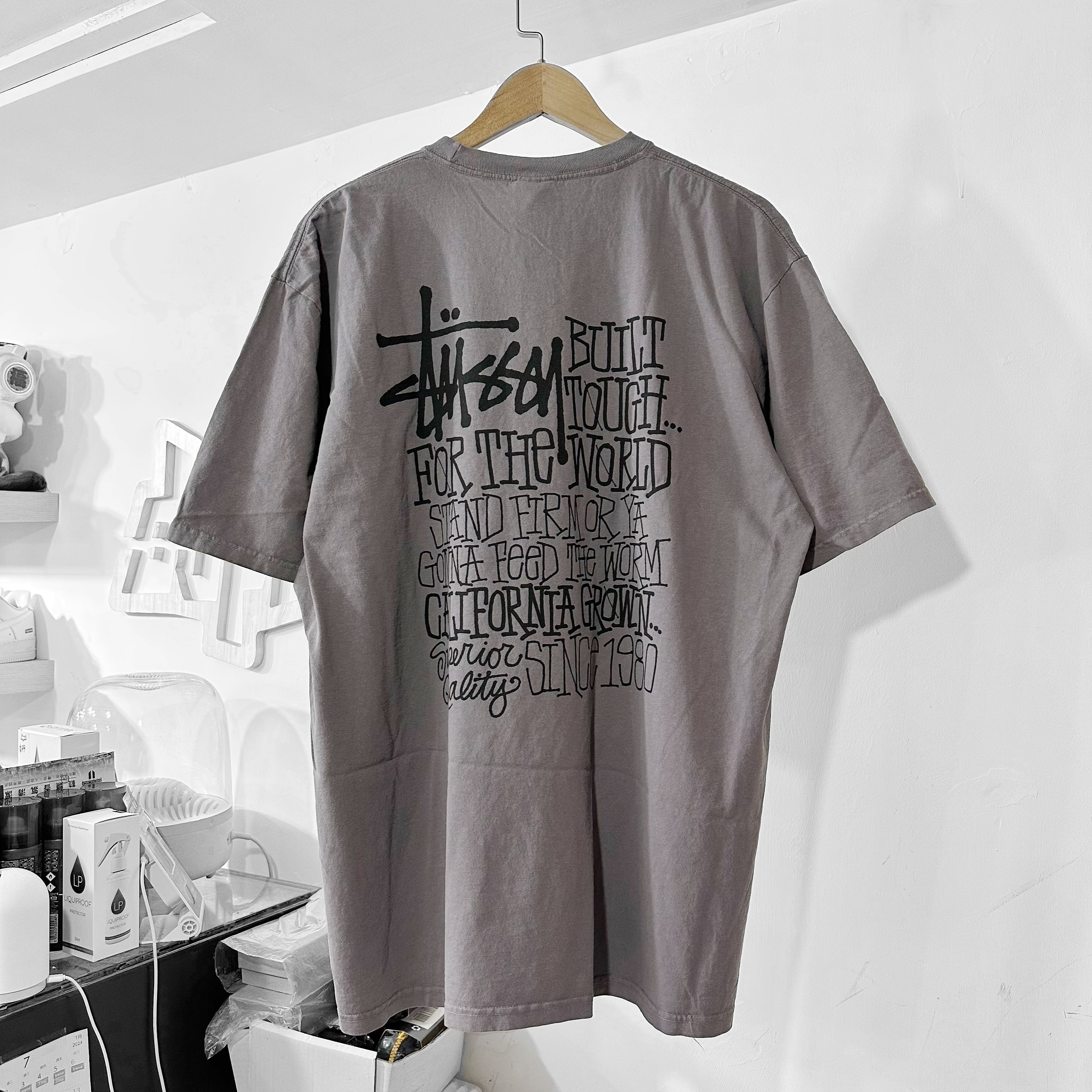 STÜSSY  California Grown Pig. Dyed Tee (Shark)灰紫色