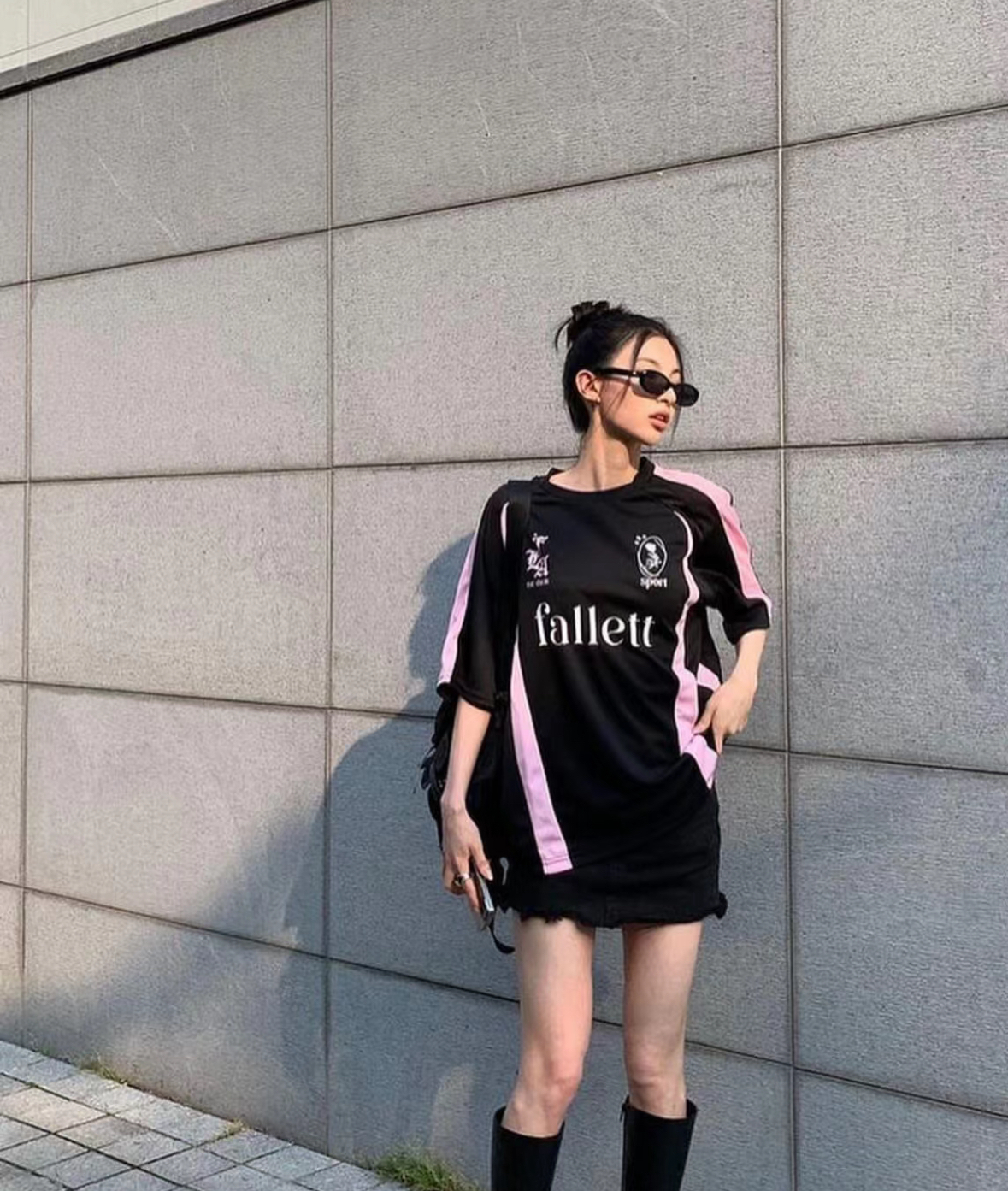 韓國連線🇰🇷 Fallett 球衣 短袖 運動風 粉黑色/預購