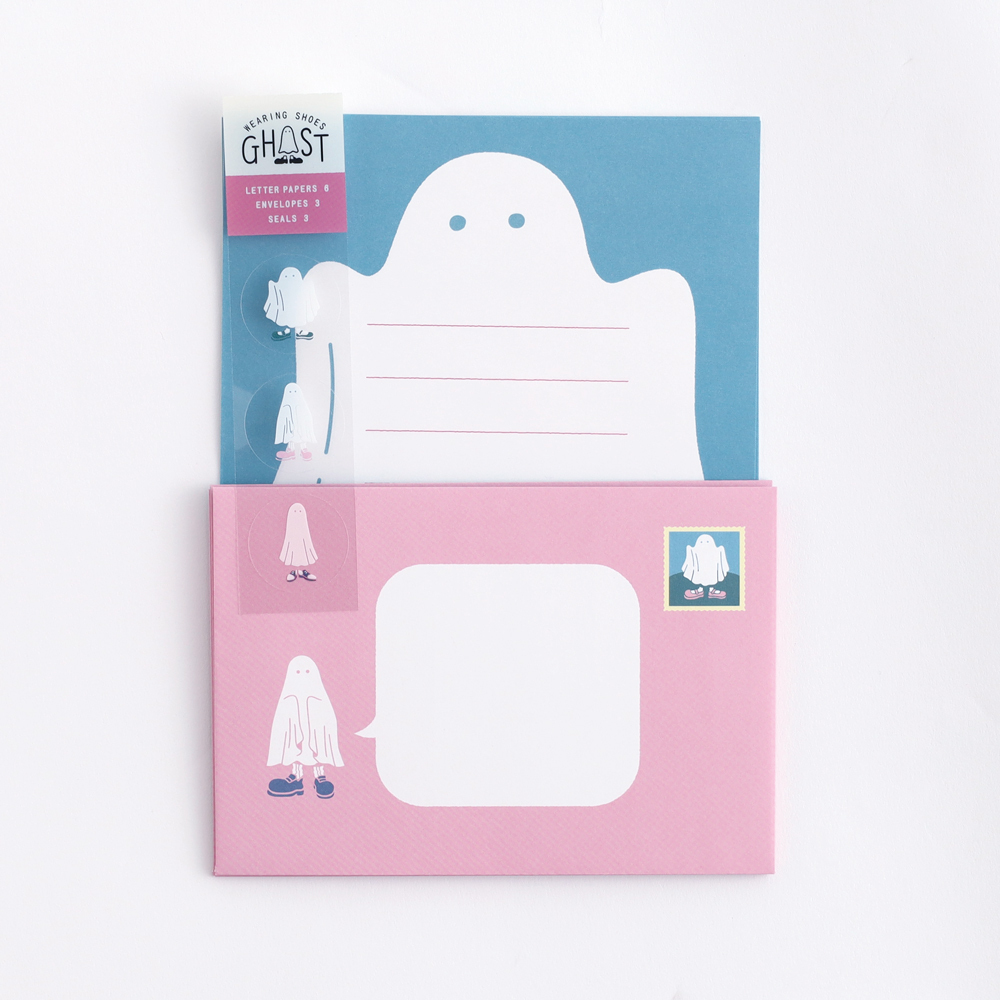 繽紛-穿鞋幽靈 信紙信封組｜日本STUDY HOLIC