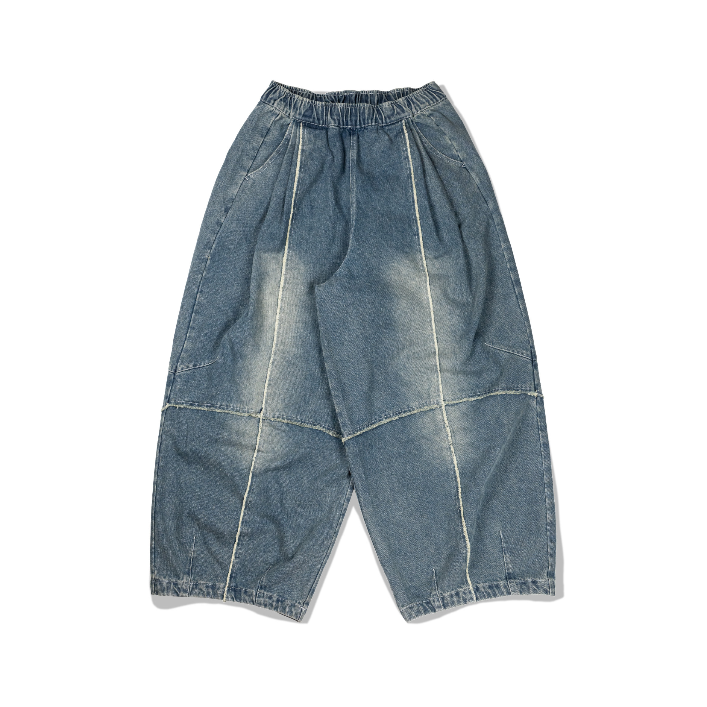 ORDINARY 水洗不修邊剪裁錐型燈籠褲