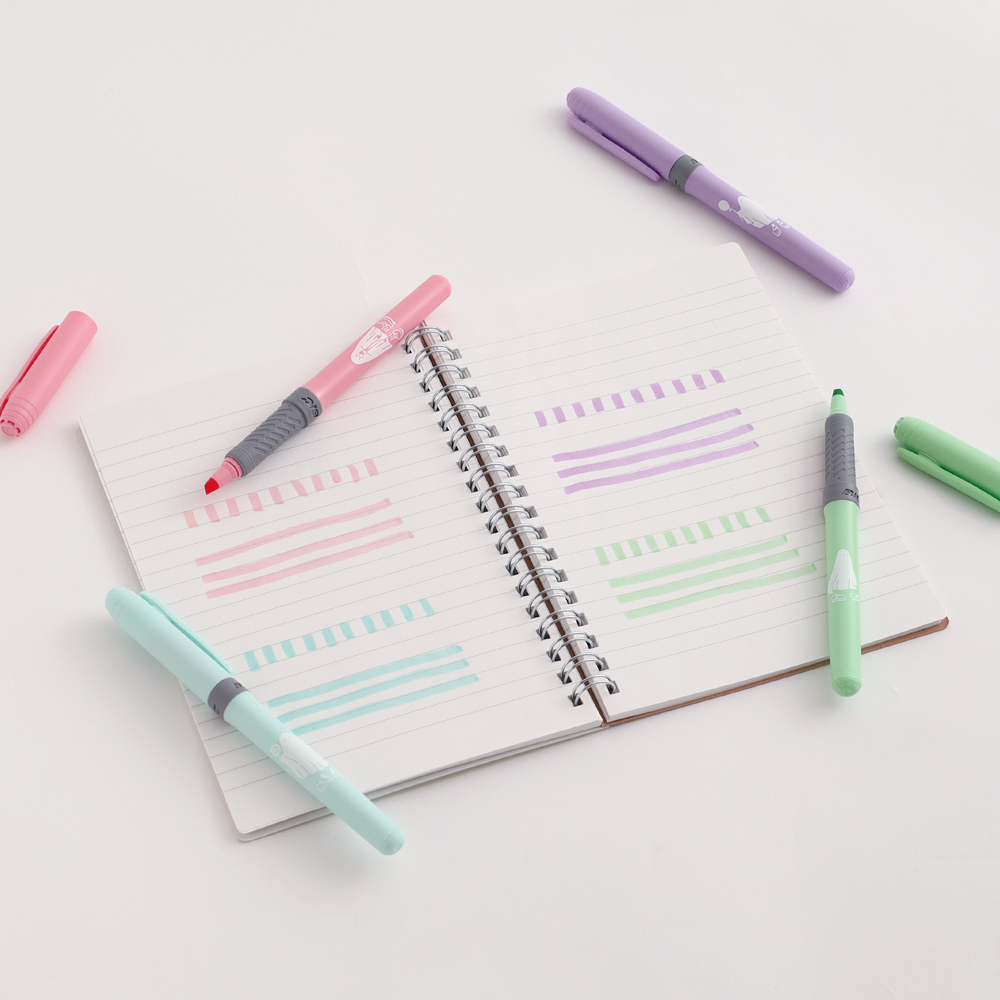 幽靈 黑貓 BIC 柔和色螢光筆｜日本STUDY HOLIC