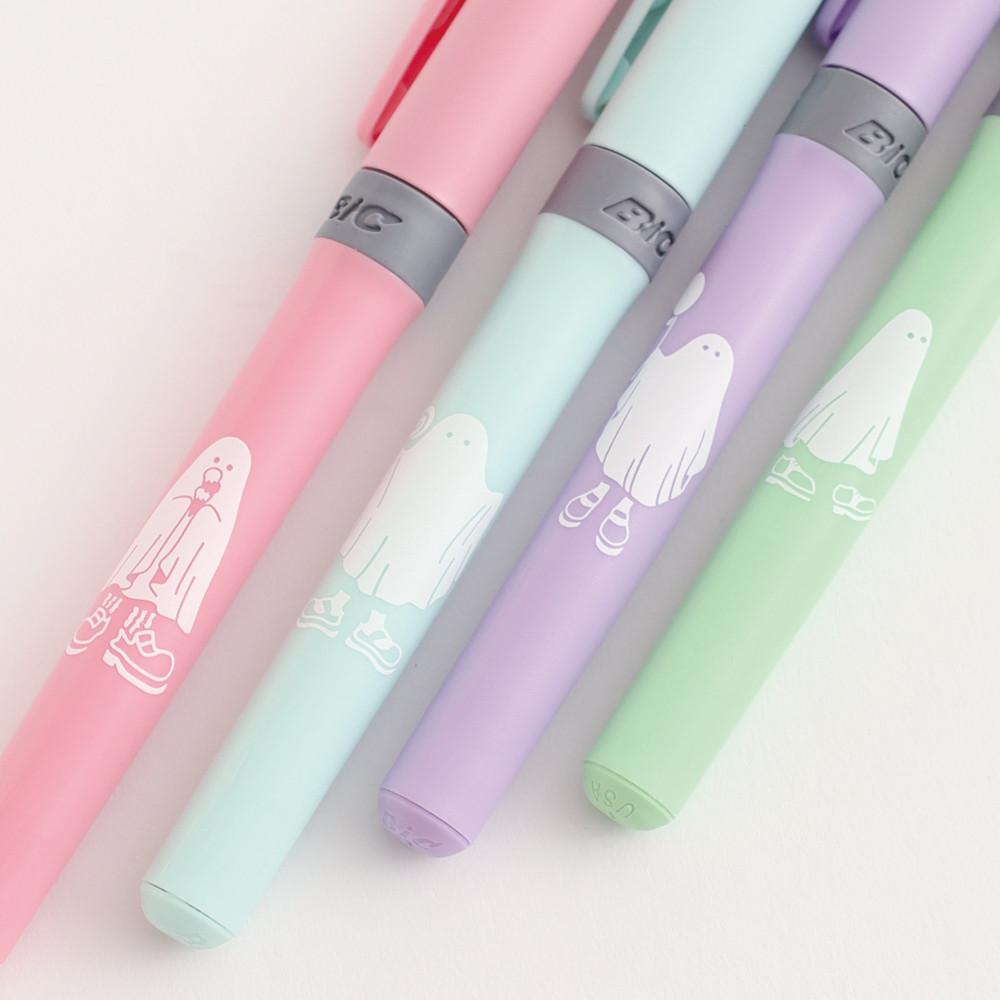 幽靈 黑貓 BIC 柔和色螢光筆｜日本STUDY HOLIC