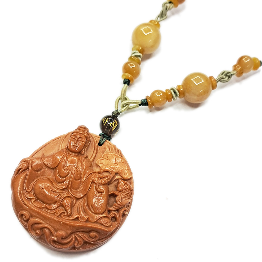 持蓮觀音{龍宮舍利}玉中國結項鍊【十方】149225