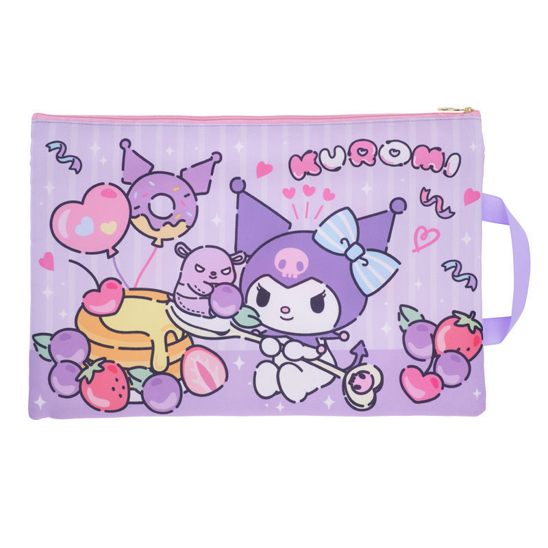 Kuromi F4雙拉鍊布文件袋連手挽 9-7297-16