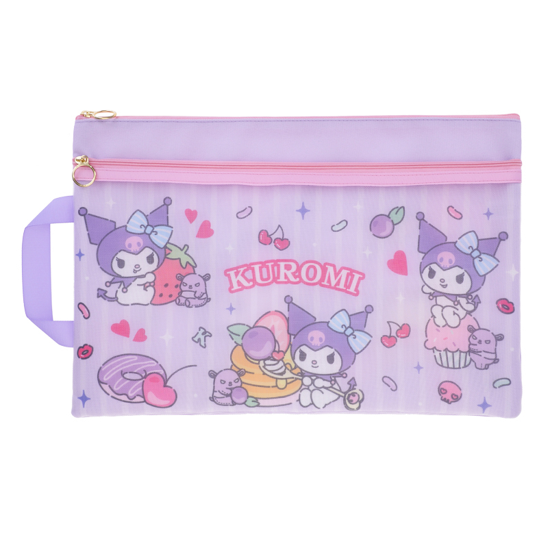 Kuromi F4雙拉鍊布文件袋連手挽 9-7297-16