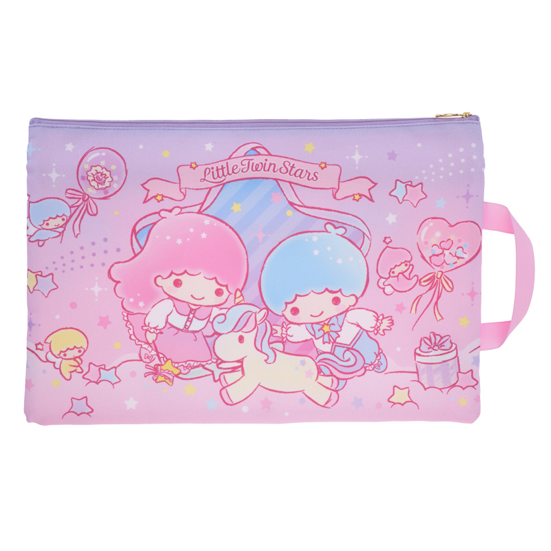 Little Twin Stars F4雙拉鍊布文件袋連手挽 9-7297-17