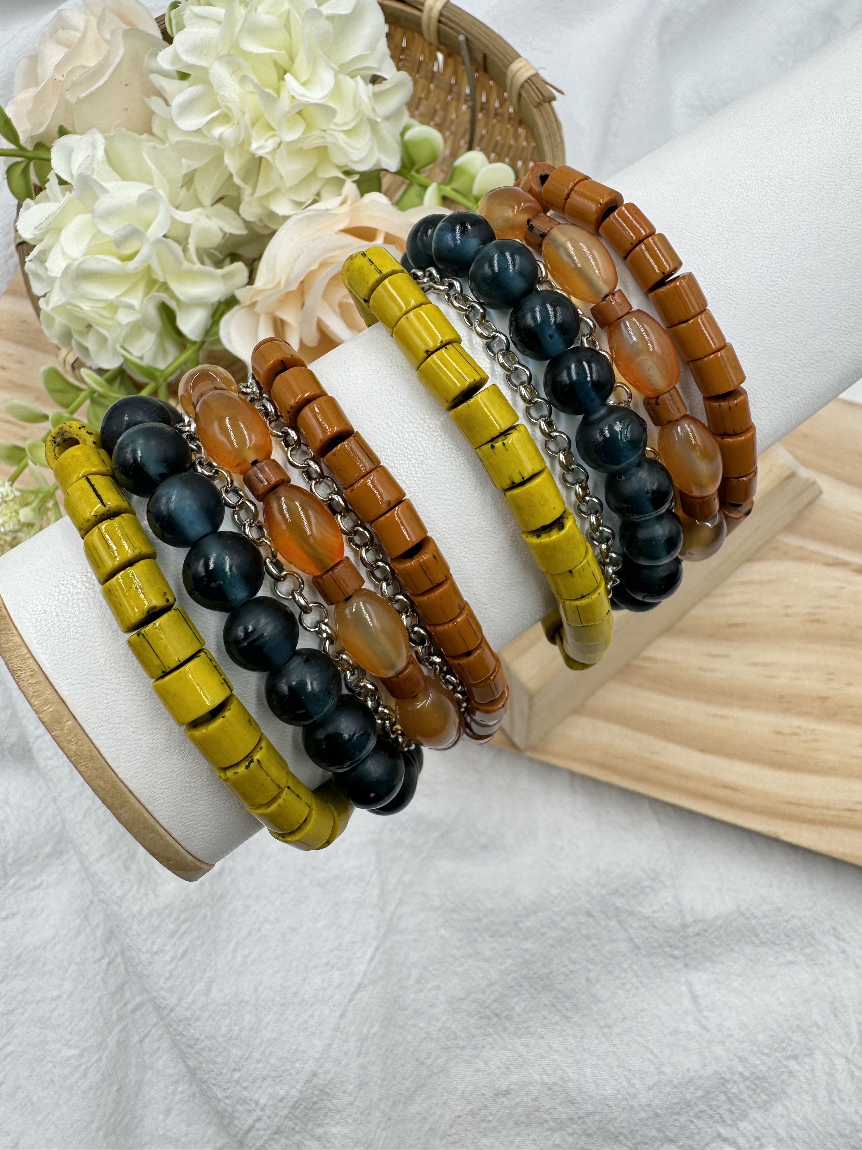 Muni-No.72貿易老珠四條式手鍊16.5cm