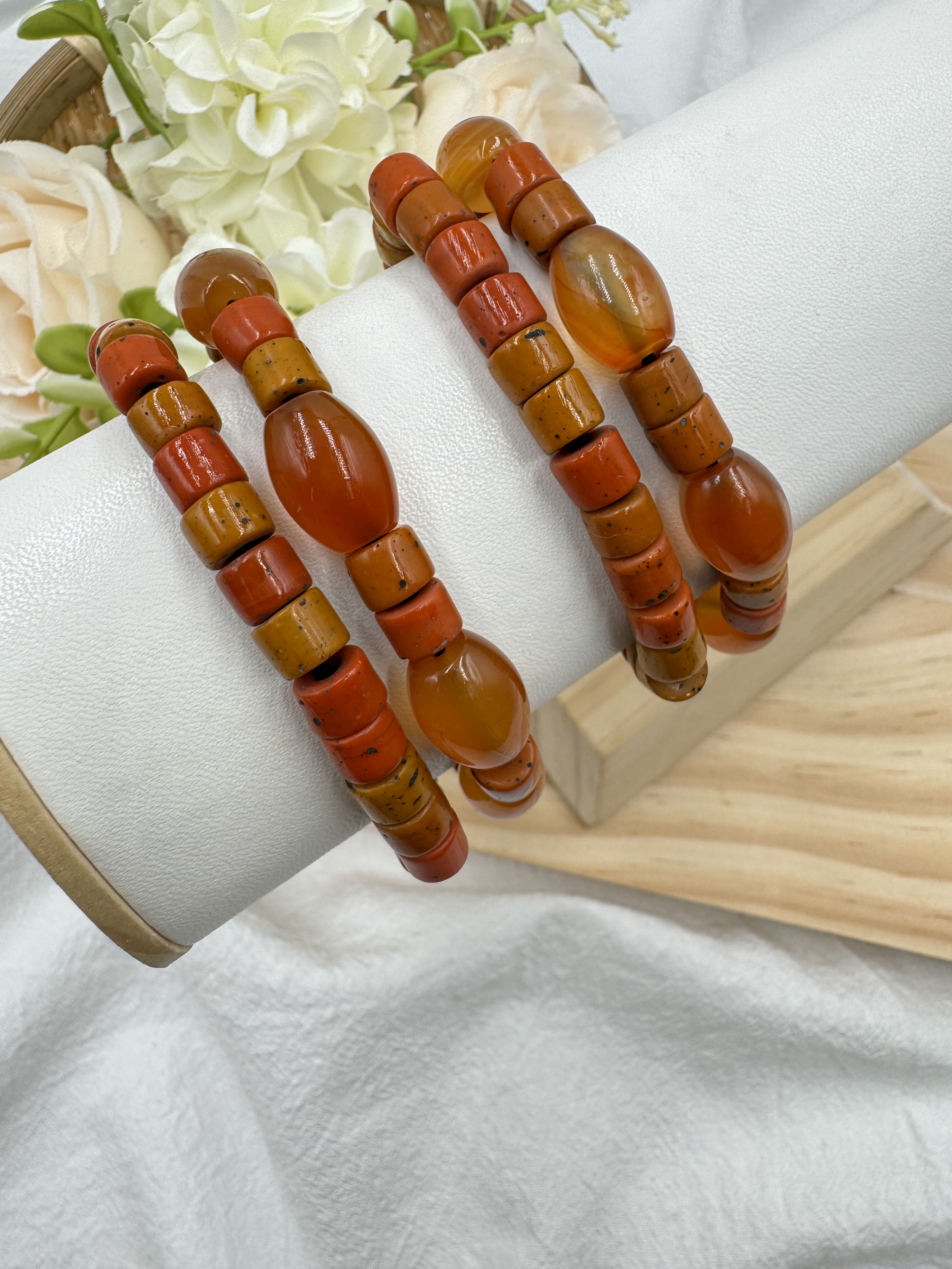 Muni-No.73貿易老珠兩條式手鍊16cm