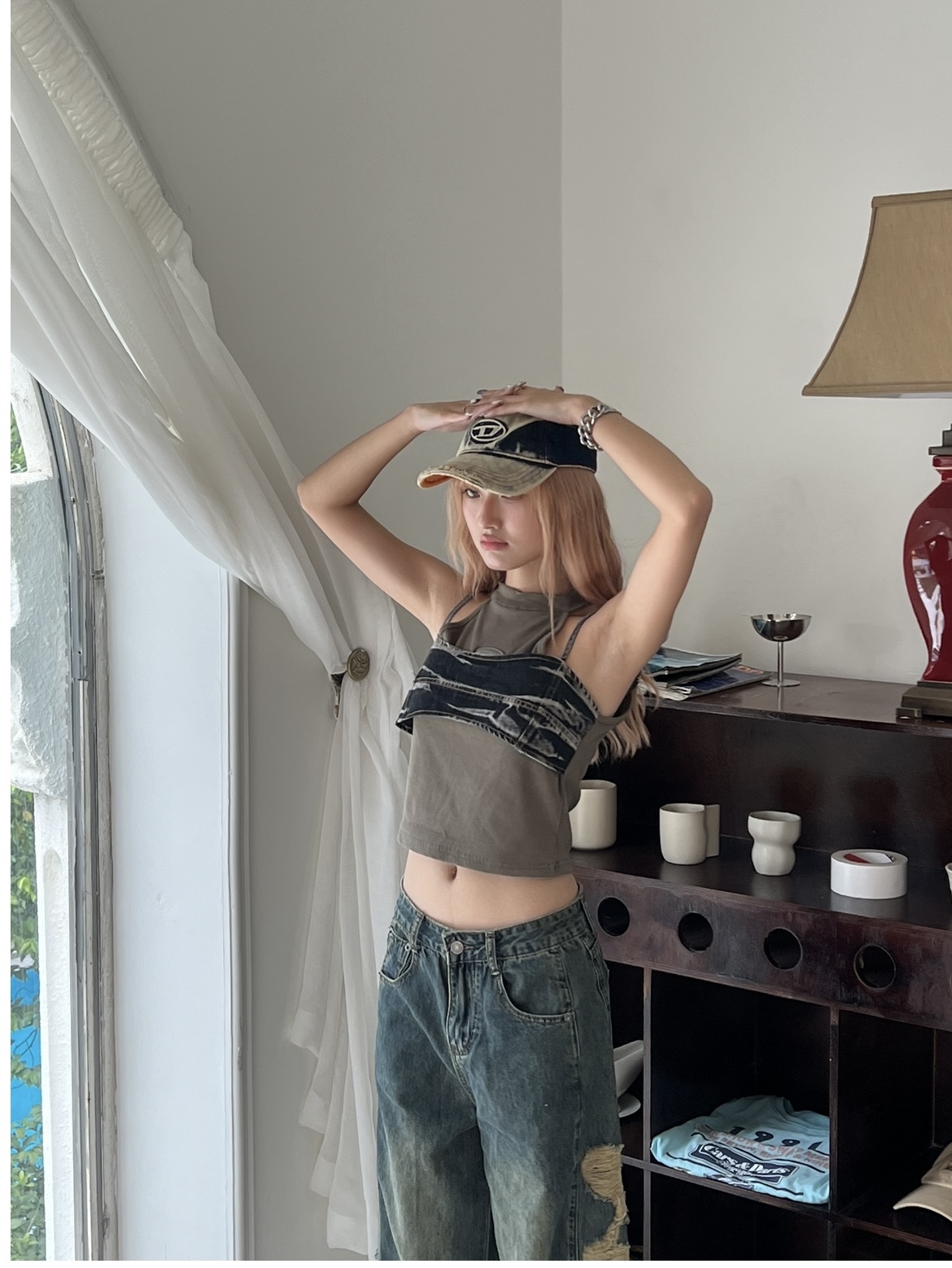 Shut down迷彩假兩件上衣 2colors（現貨）