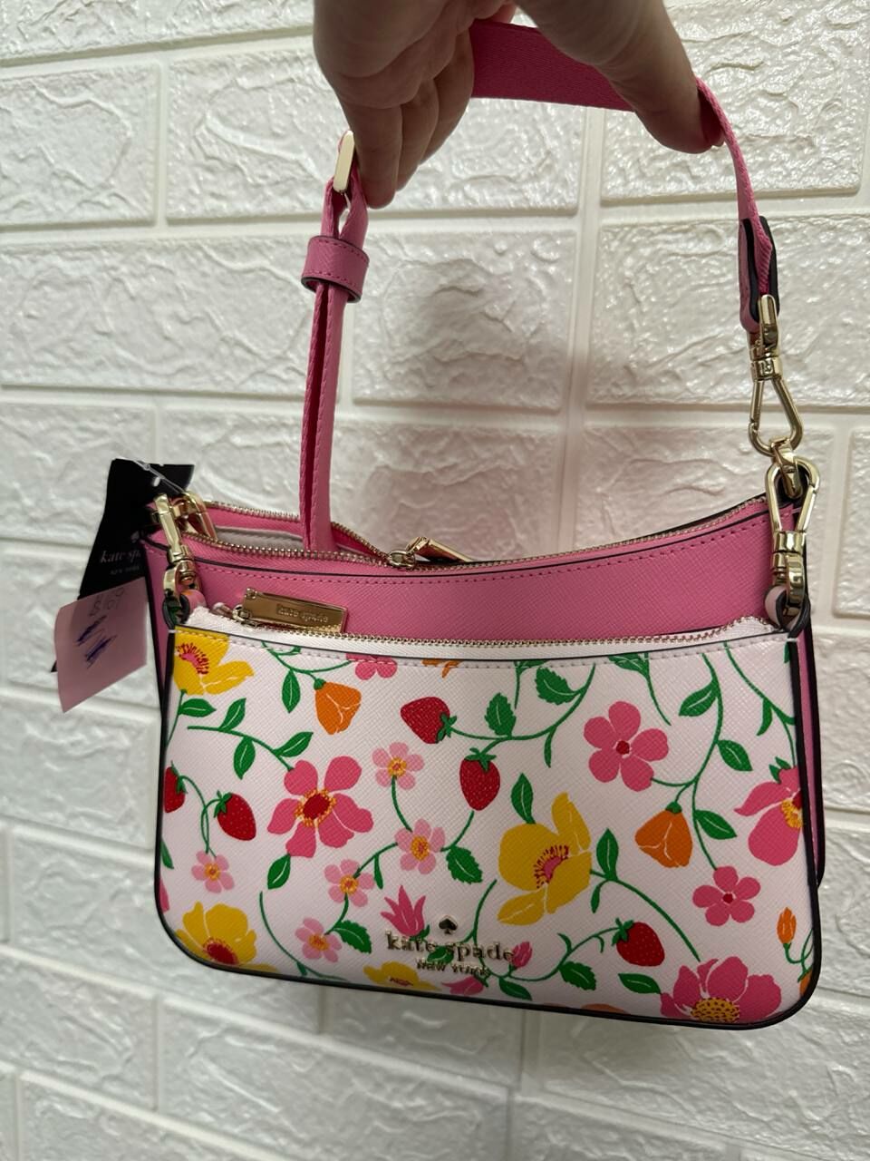 [S] KATE SPADE KI384 DUET CROSSBODY DUO STRAWBERRY GARD,BLOSSOM PINK, 196021500503 (SKS1269)