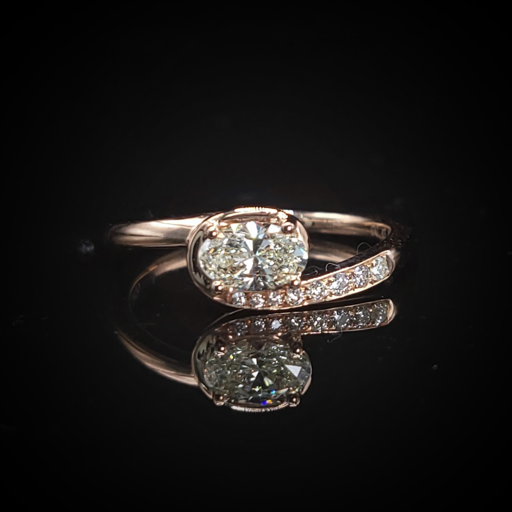 18K Rose Gold 0.48ct Oval Cut Diamond Ring