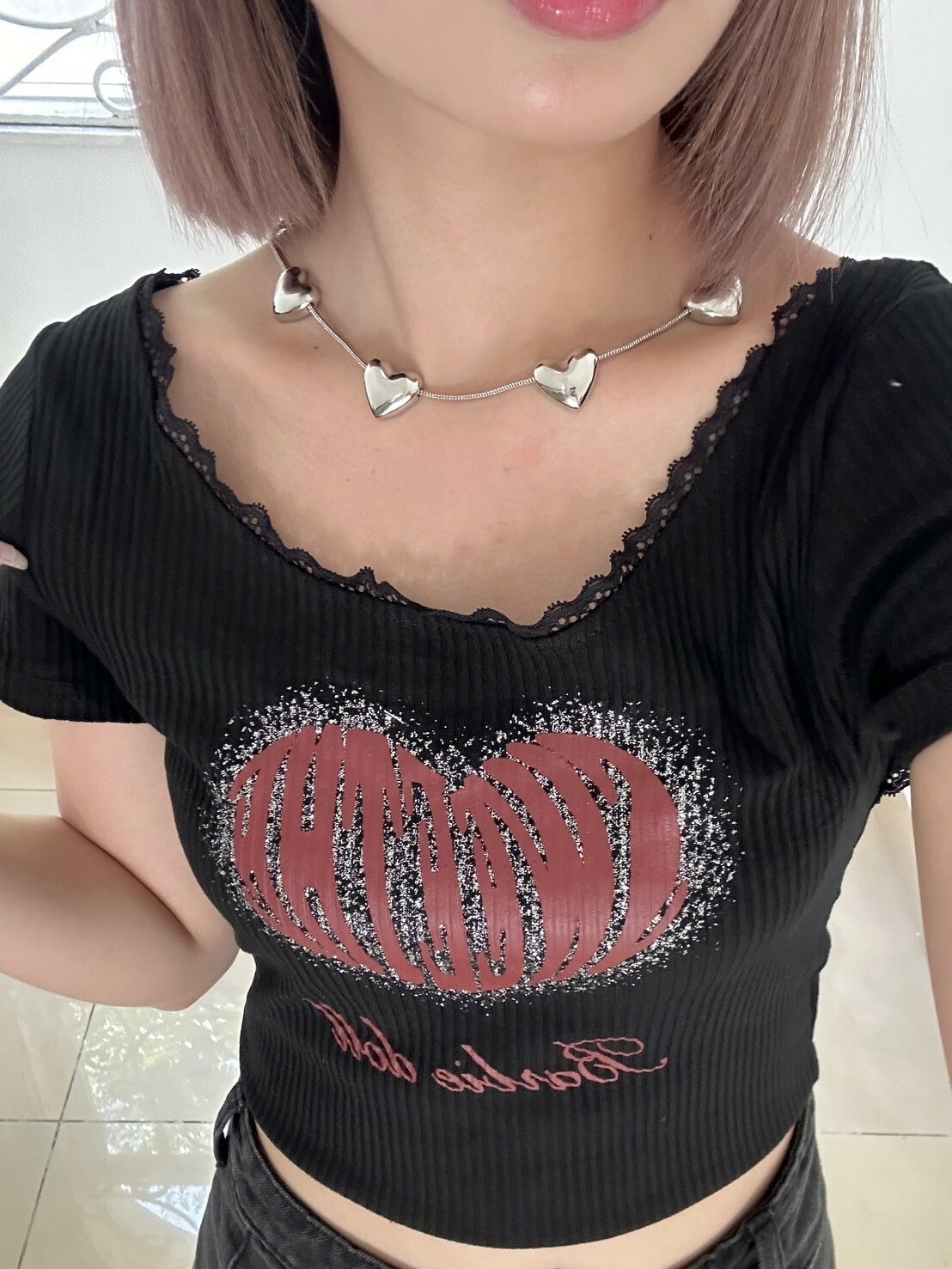 立體愛心鎖骨鏈（現貨）