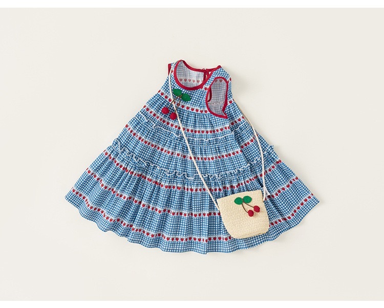 甜美櫻桃格紋洋裝（含櫻桃包）