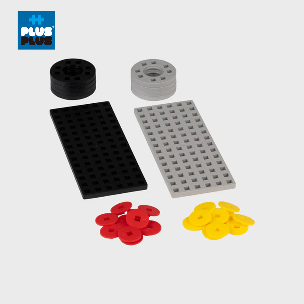 【++Plus-Plus 加加積木】小顆粒-創作底板+輪胎組 (黑+灰)