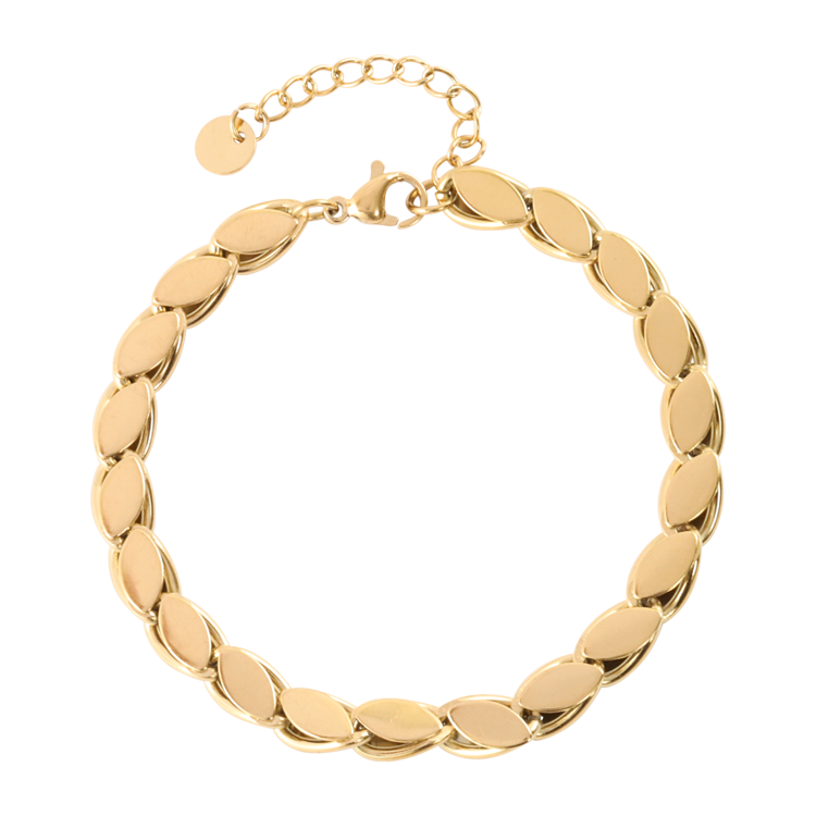 白鋼手鍊，女士手鍊 立體麥穗鍊身設計；象徵豐收與繁榮（3817 金色）