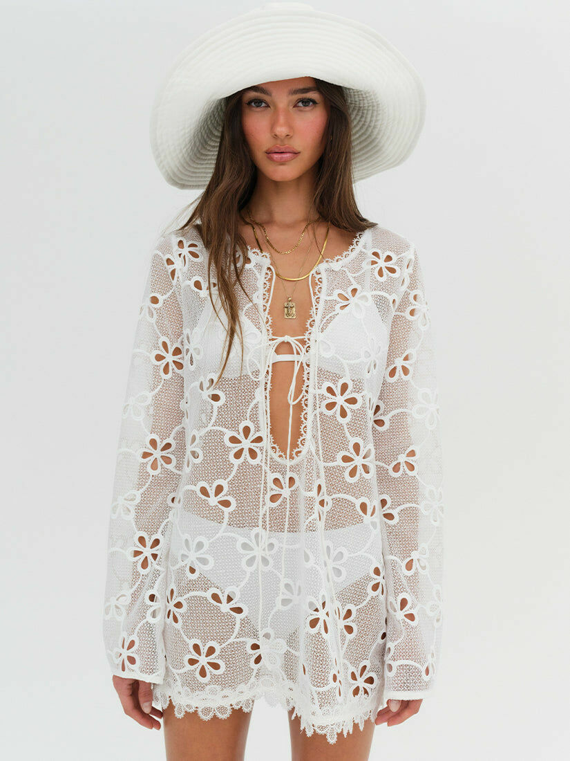 Luciana Mini Dress 鏤空小花罩衫