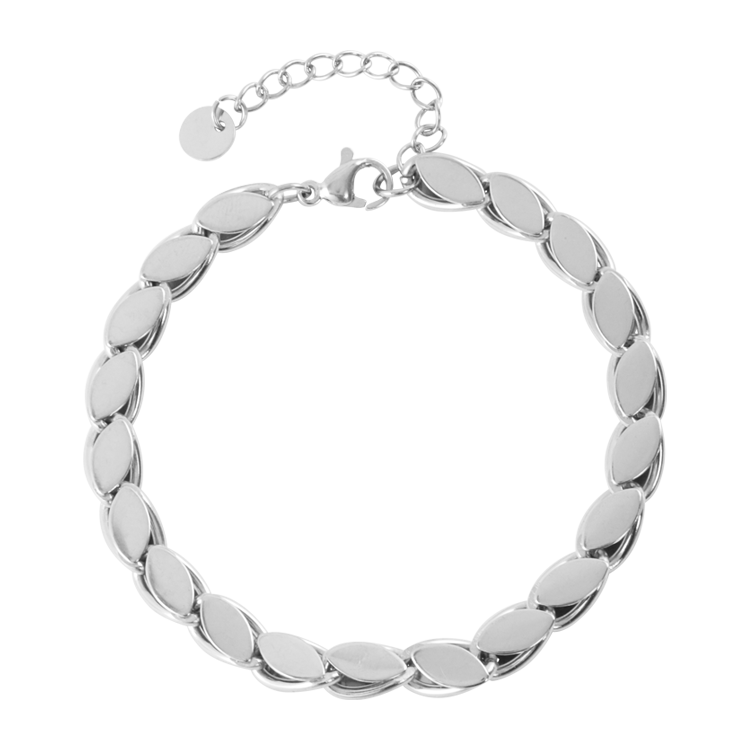 白鋼手鍊，女士手鍊 立體麥穗鍊身設計；象徵豐收與繁榮（3817 銀色）