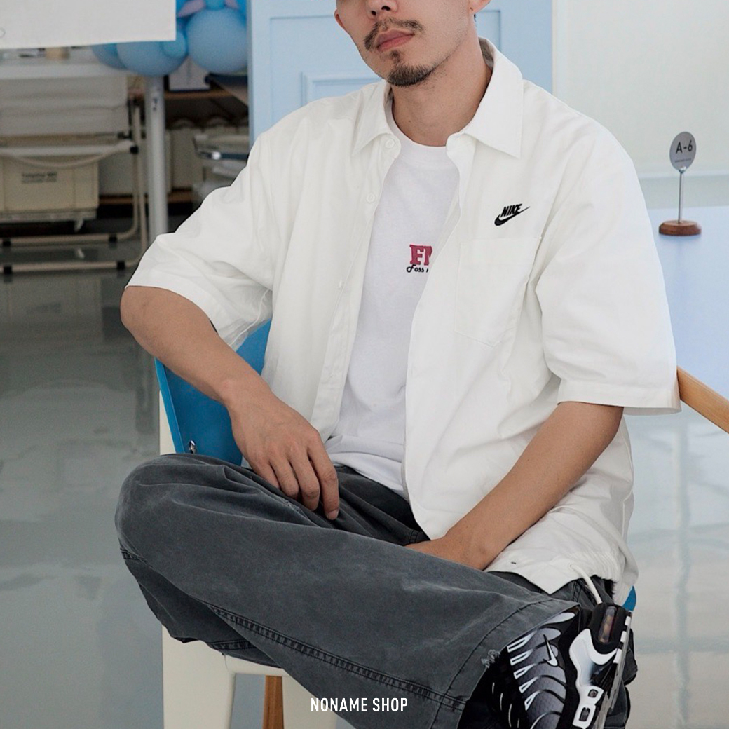 NIKE CLUB 字勾 排扣 襯衫 短袖 兩色 (男款)