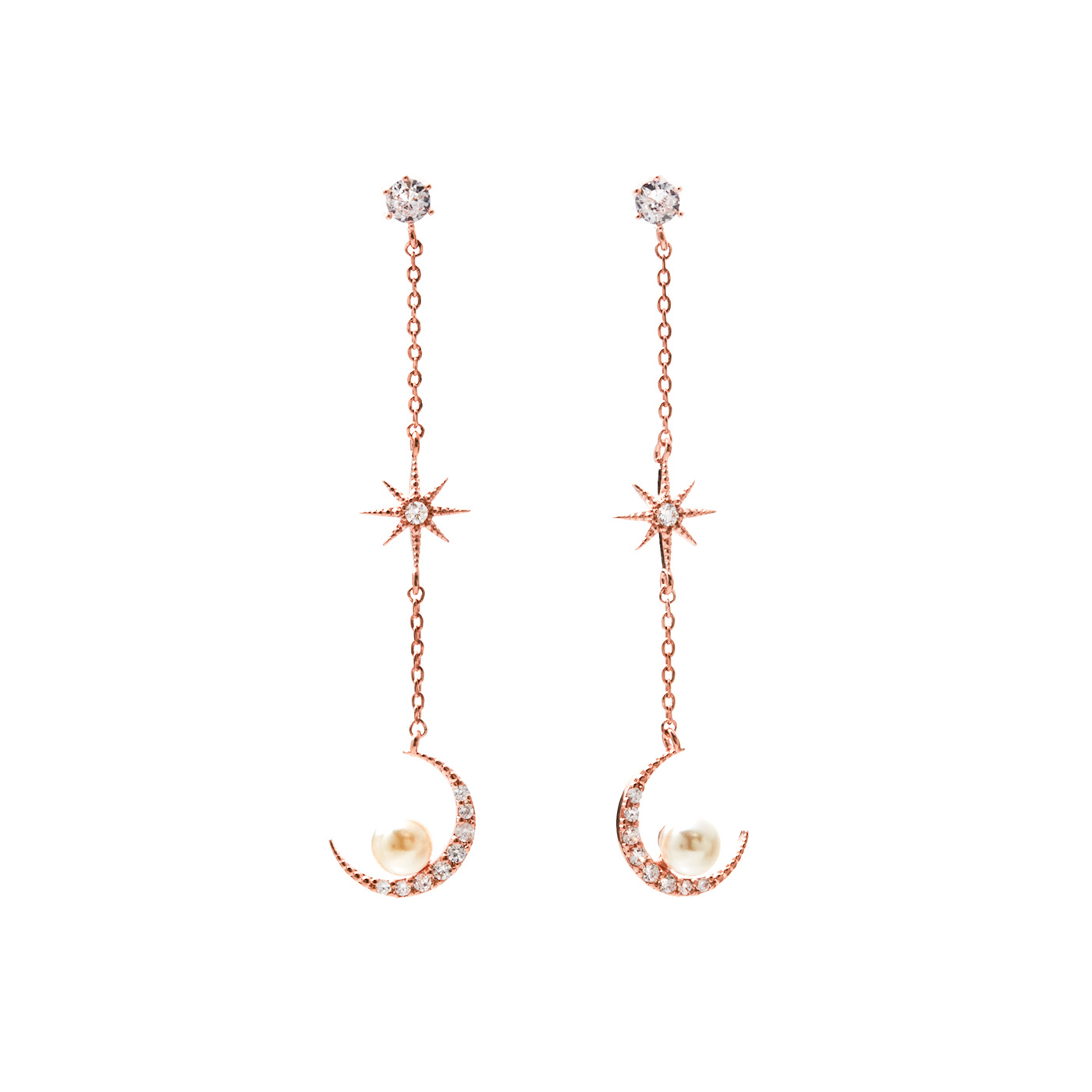 平價飾品,銀針,月亮,珍珠,垂墜耳環