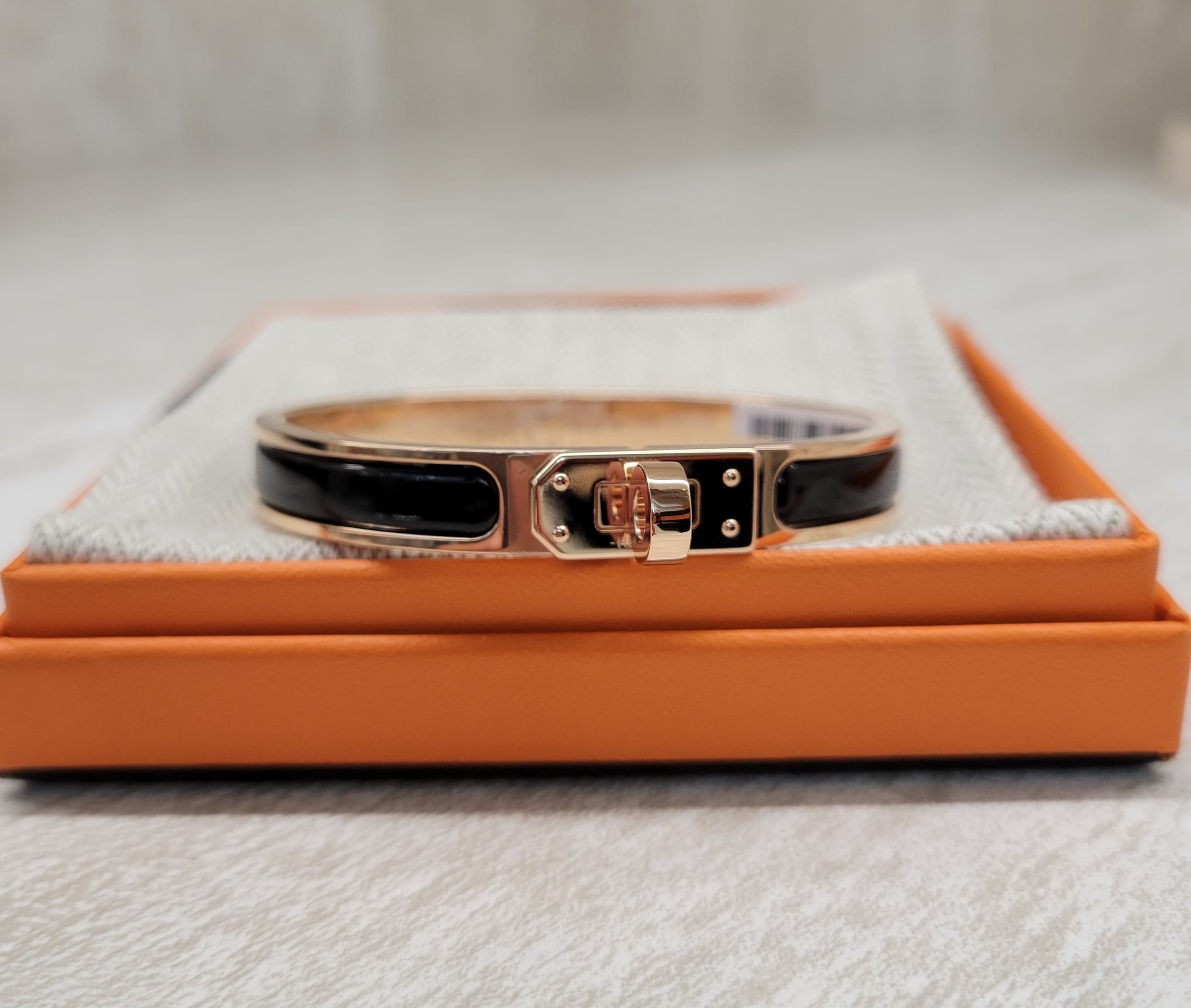 HERMES MINI CLIC KELLY  bracelet  NOIR FO PM 黑拼玫瑰金扣