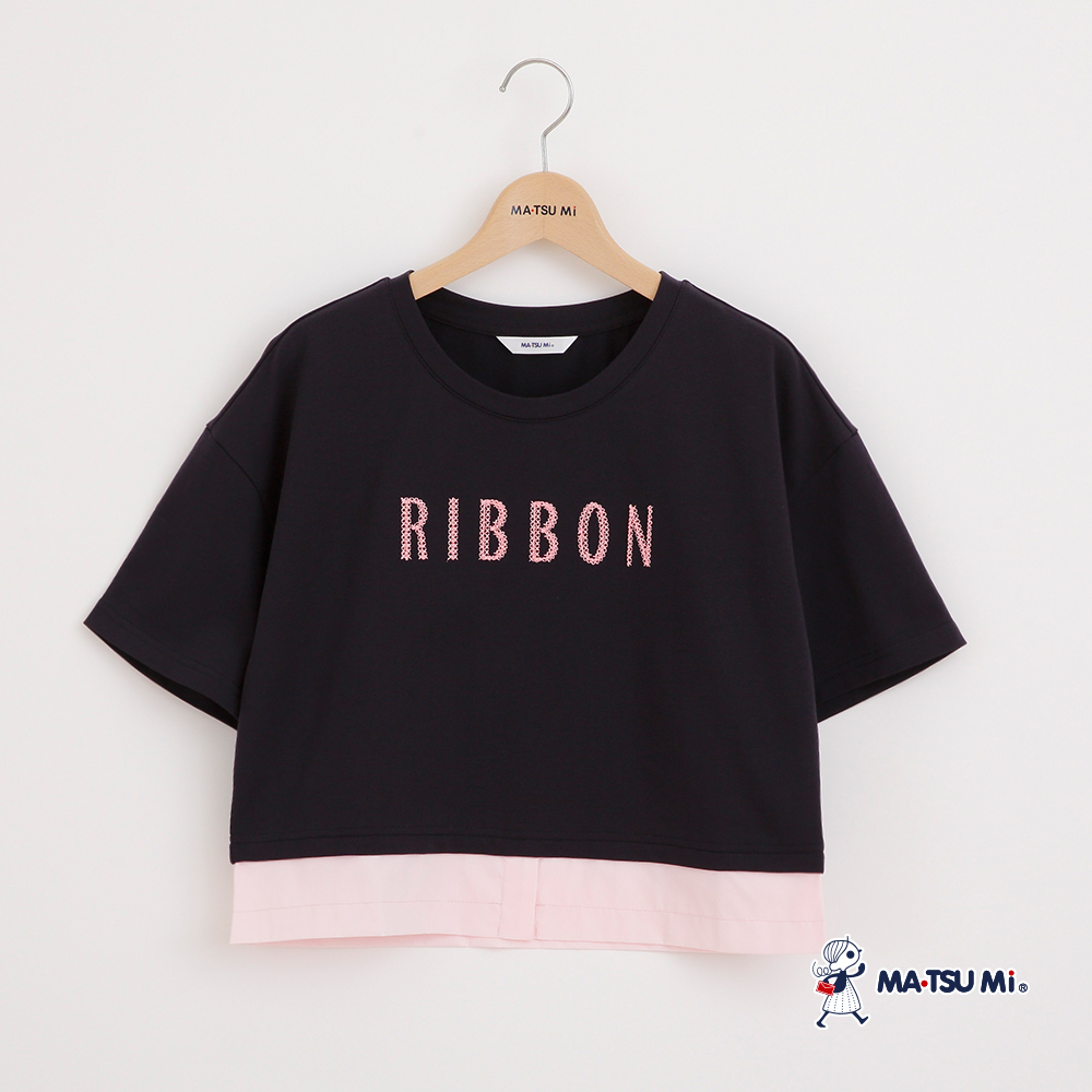 MA‧TSU Mi 寬鬆感落肩設計異材質拼接上衣(淺灰.深藍)