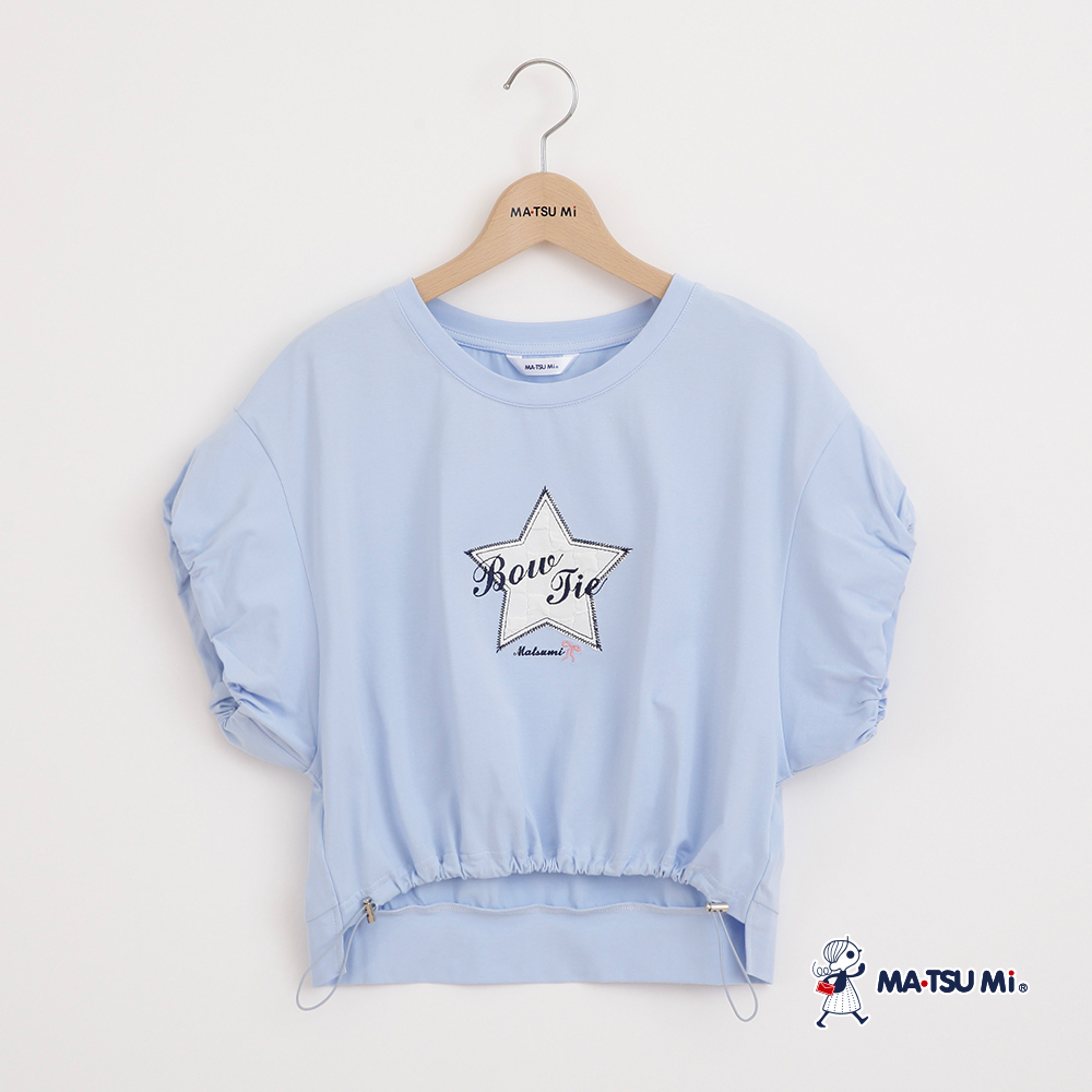 MA‧TSU Mi 星星圖案抽繩設計棉拋袖棉上衣(水藍.卡其)