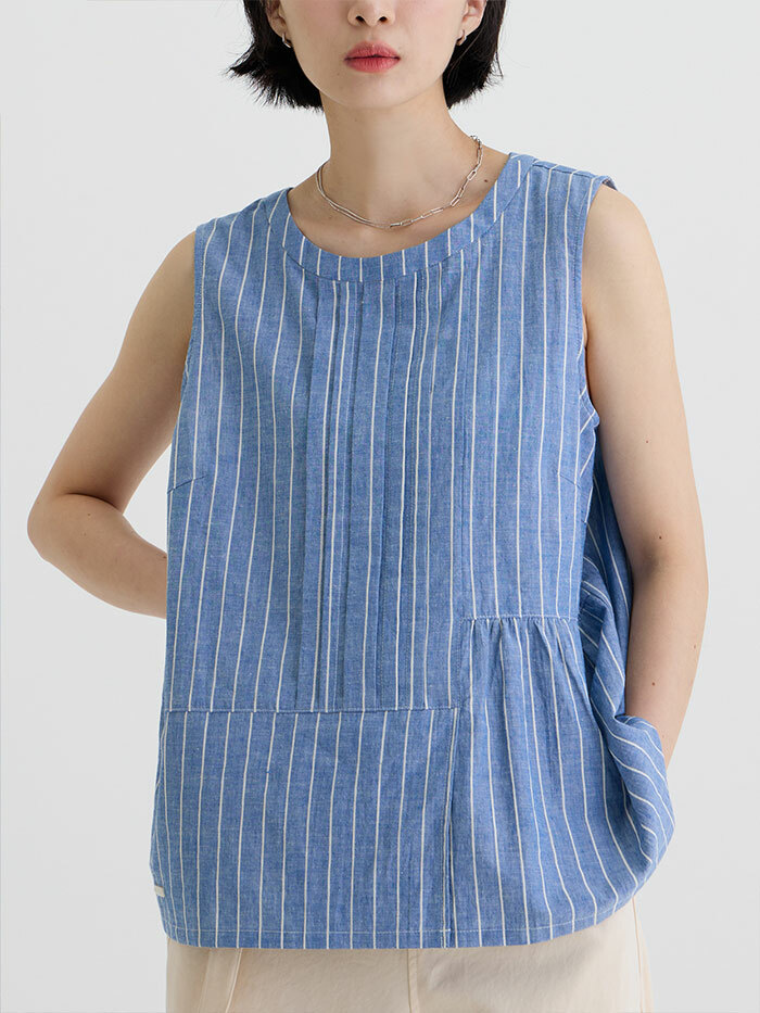 海邊漫步拼接無袖上衣-星期天