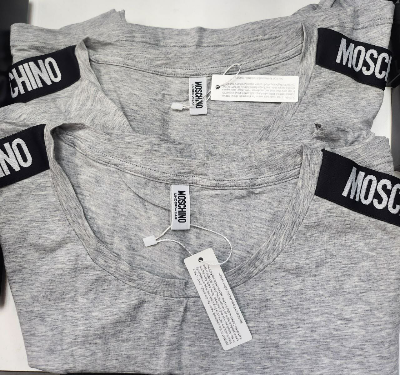 [S] MOSCHINO 2 PIECES SET SHOULDER LOGO T-SHIRT,GRAY, V1A078643010489 (SM870)